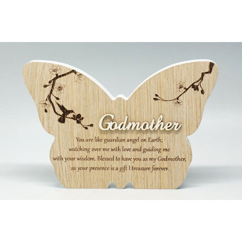 Godmother - forme de papillon avec bloc de dicton