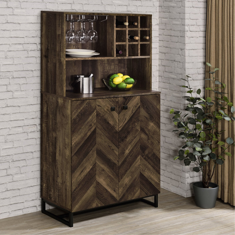 Harlie Rustic Oak 2-doors Wine Cabinet