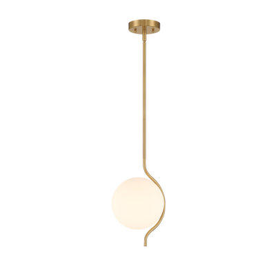 Curved Line Globe Pendant with White Jade Glass