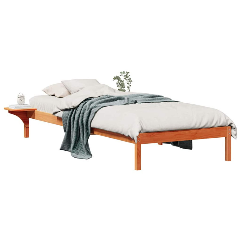 Solid Wood Bed Frame, 100 x 220cm, Wax Brown