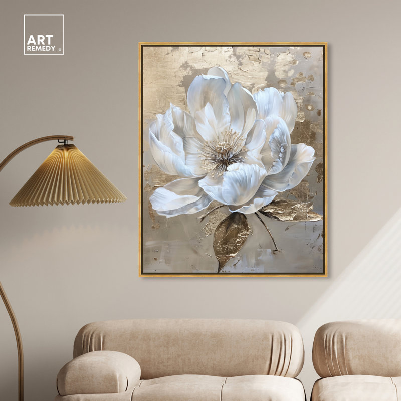 Gold Framed Floral Canvas Print 21.5" x 17.5"
