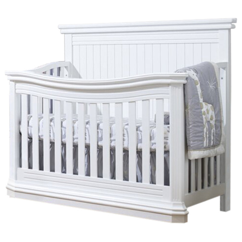 White Pine Wood 4-in-1 Convertible Crib with Slatted Design