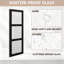 Portes de placard coulissantes à noyau solide en verre peint noir 72 po x 80 po 3 pièces avec quincaillerie-105271164-107732073