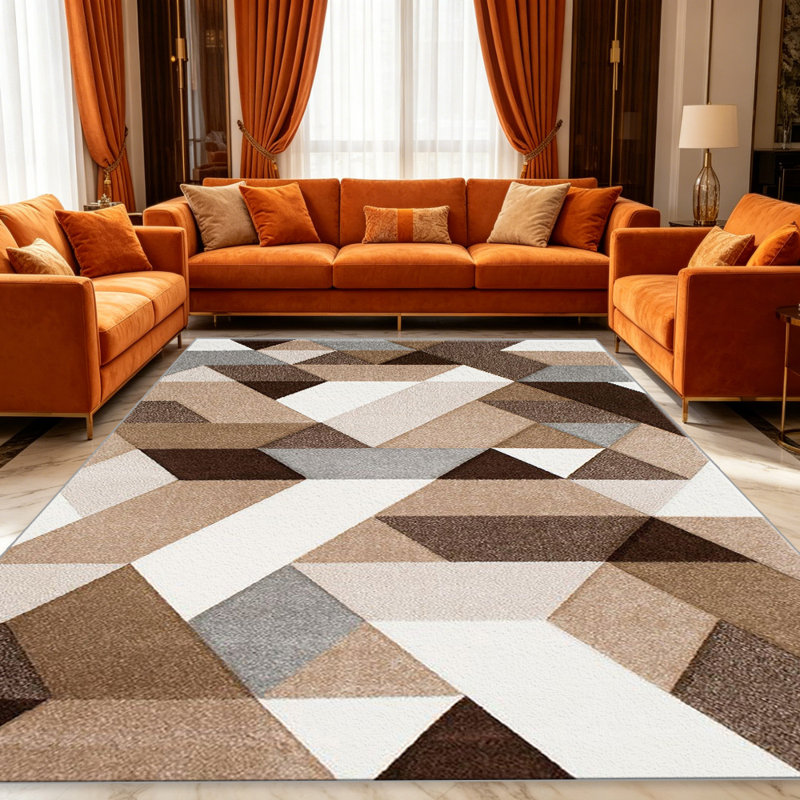 Neutral Cube   area rugs for Living Room, Soft and Comfortable, Suitable for all seasons, easy to maintain, machine washable Indoor floor mat, Under Table Farmhouse suitable for Bedroom, Dining Room, Study,  Balcony, Home Decor Patio