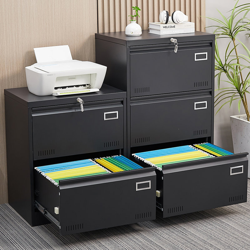 2 Drawer Metal Lateral File Cabinet With Lock,Office Vertical Files Cabinet For Home Office/Legal/Letter/A4,Locking Metal File Cabinet,Assembly Required