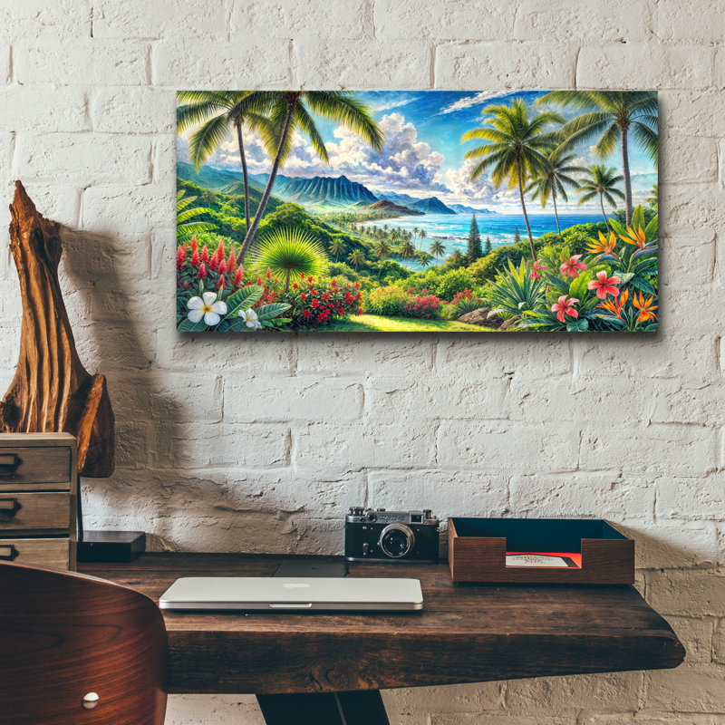 «Hawaii Lush Peinture» par Rey Klimt, art mural en verre acrylique, H 12 po x l 24 po