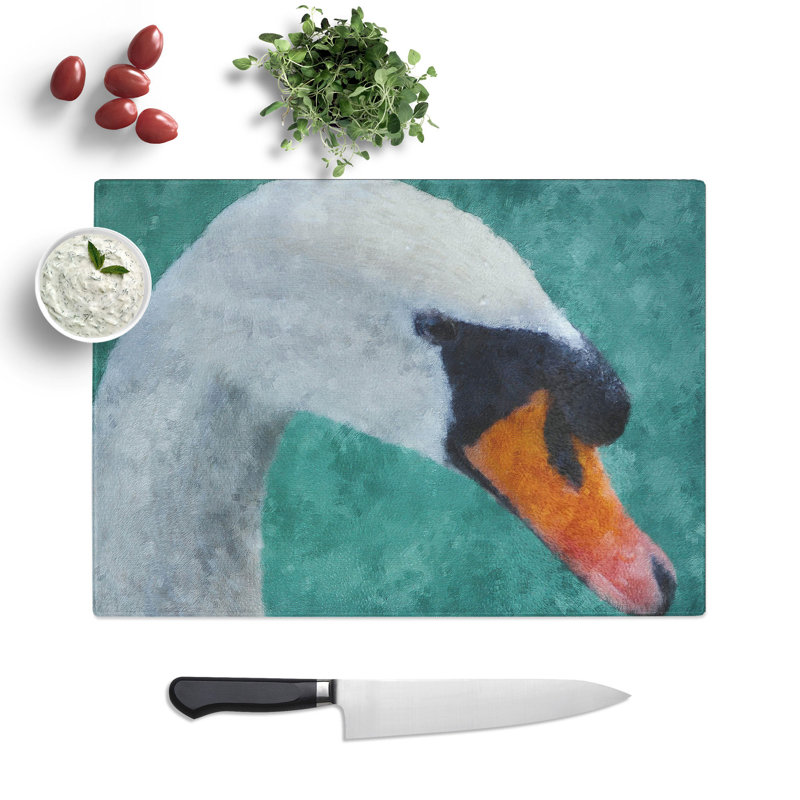 White Swan Vol.4 Painting Chopping Board, 0.4cm H x 20cm W x 28.5cm L