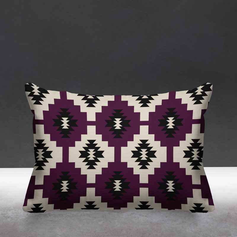 Coussin intérieur / extérieur Hinto Southwestern, Mauve, 14 po x 20 po, Rectangulaire
