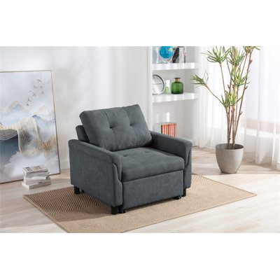 Fauteuil convertible gris foncé tissé 35 po Hannah