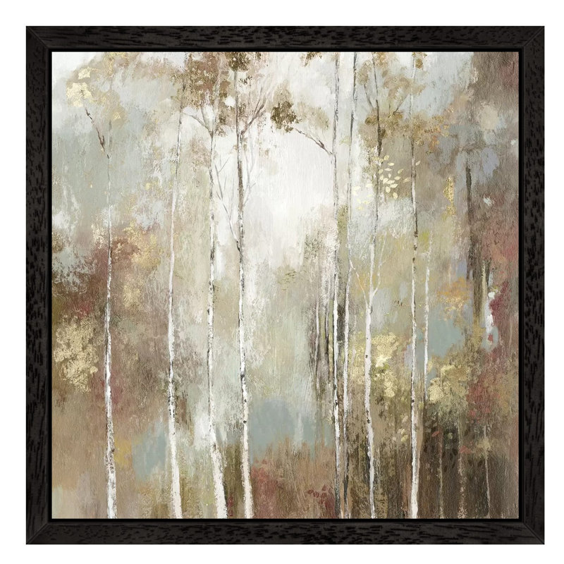 Fine Birch I by Allison Pearce - Painting on Canvas, 93.98 cm H x 93.98 cm W, Black Framed