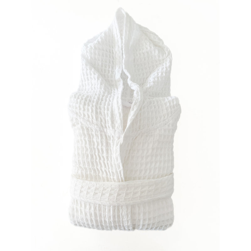 Peignoir mi-mollet 100% coton gaufré unisexe, S