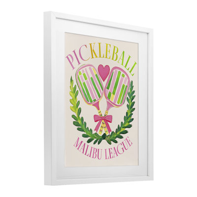 Pickleball Malibu League, reproduction encadrée sous verre, design par Jess Stempel