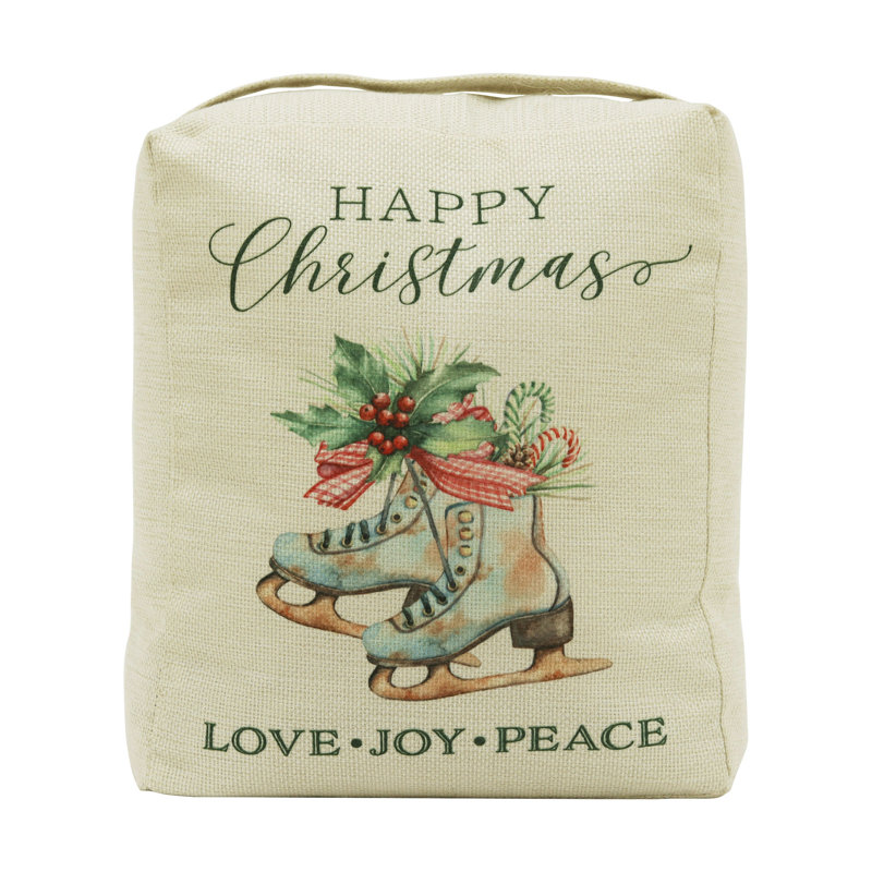 Arrêt de porte en tissu Happy Christmas avec poignée