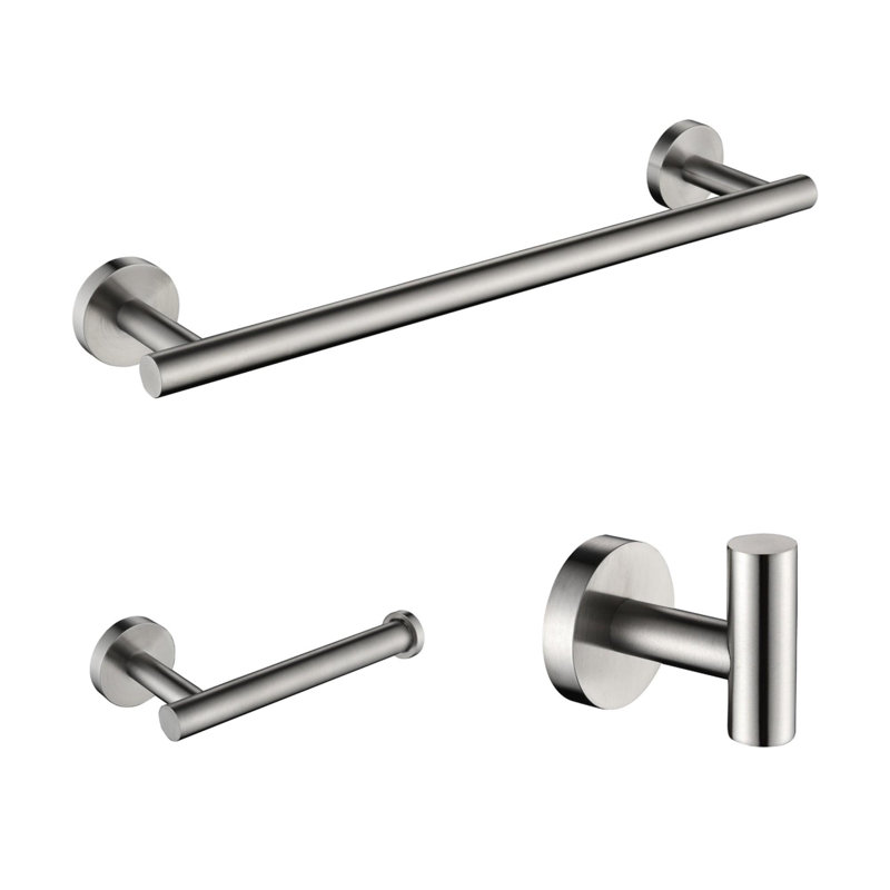 Rustproof and Durable Stainless Steel Wall Mounted Bathroom Hardware Set (3-Piece), Brushed Nickel