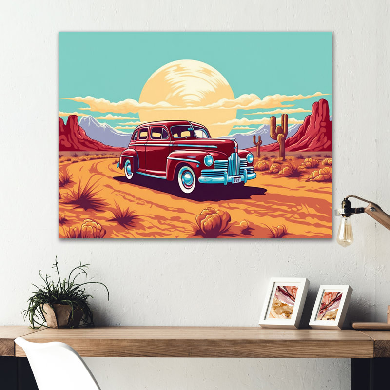Vieille voiture américaine dans le Nevada IV, H 16 po x l 32 po x P 1 po