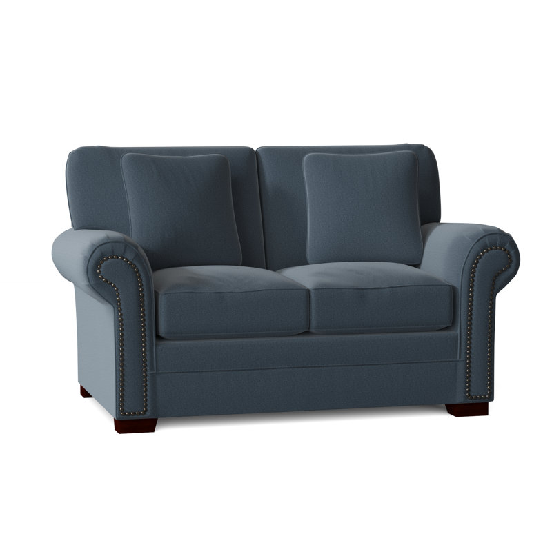 Adrena Upholstered 63'' Loveseat, Anello 22 Navy Performance Twill, Dark Brass, No