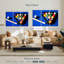 Boules de billard Senne sur table bleue-108167447