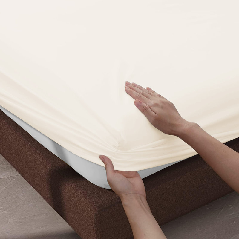 Leila Microfiber 25cm Deep Pocket Fitted Bed Sheet, Kingsize (5'), Cream