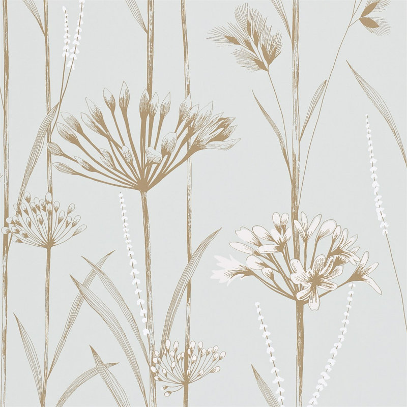 Gardinum Wallpaper, Seafoam/Chalk/Gold