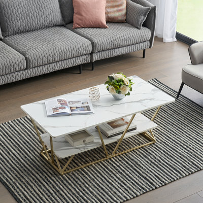Table basse rectangulaire à 2 niveaux, gris
