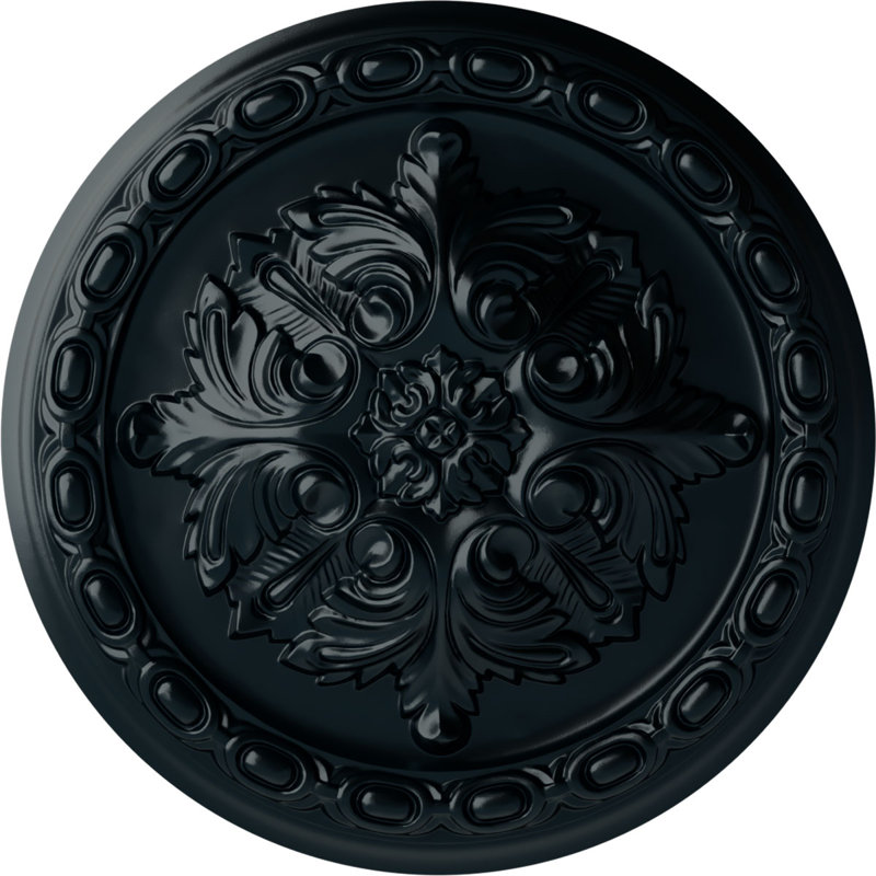 Médaillon de plafond Endurathane Acanthus, DE 11 3/8 po x P 2 po, finition peinte à la main ombre de nuit, Belladone