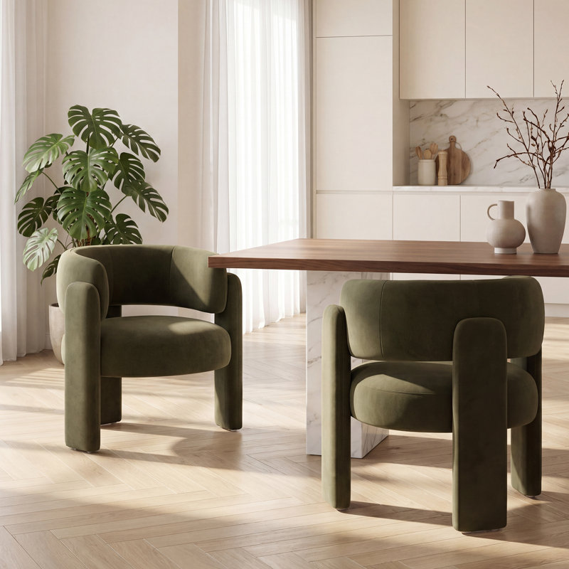Fauteuil de baril en velours, Vert