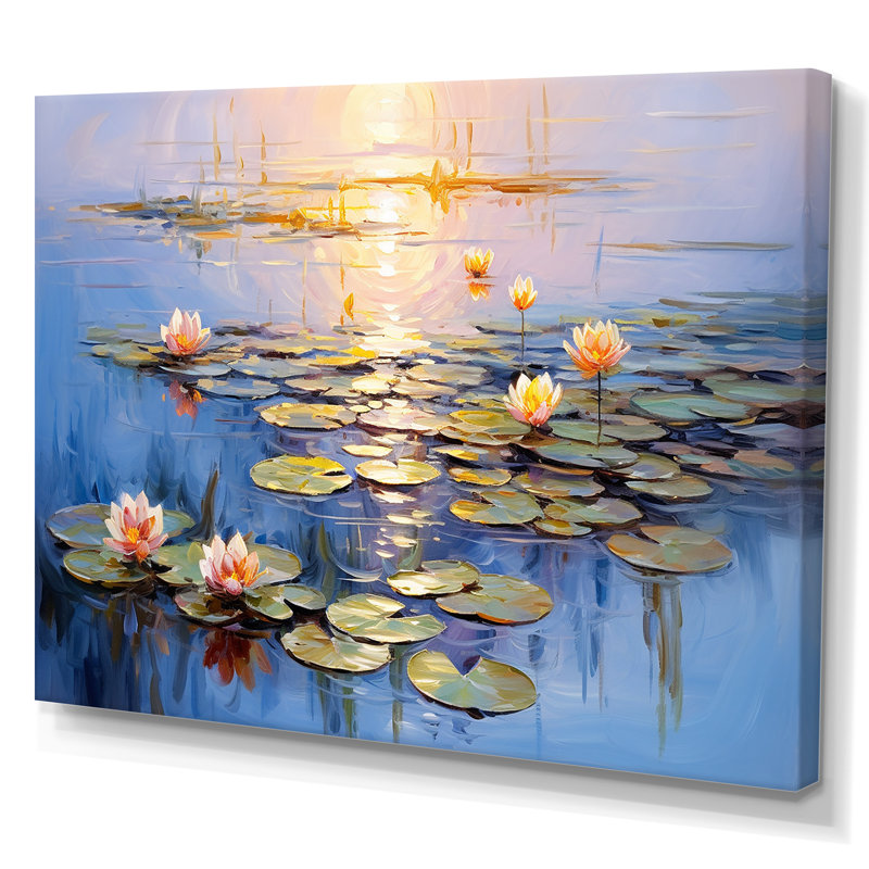 «Monets Water Lily Pond Reflections 4 - Lake», art mural, Toile tendue, H 24 po x l 32 po x P 1 po