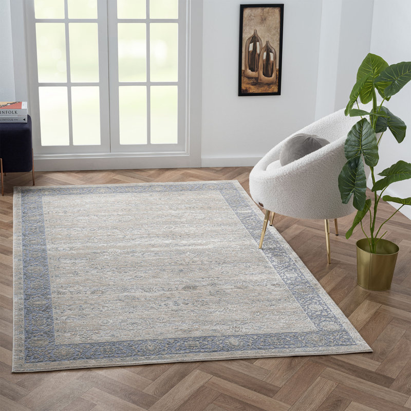 Tapis bleu Hampshire Classic Floral Filigree, Rectangle 2 pi x 3 pi