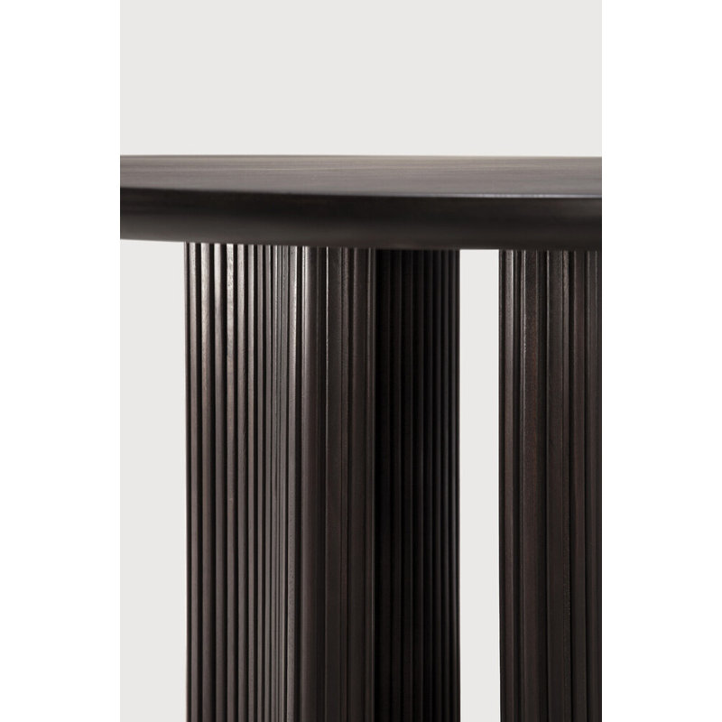 Roller Max Round Solid Wood Dining Table, Dark Brown