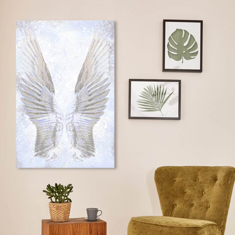 Fashion and Glam Sparkling Wings - Peinture sur toile, Cadre blanc, H 15 po x l 10 po