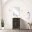 Meuble-lavabo en chêne brun - comptoir et miroir en acrylique 20 po L 18 po x 18 po Tiroirs à fermeture en douceur 18 po-281097876