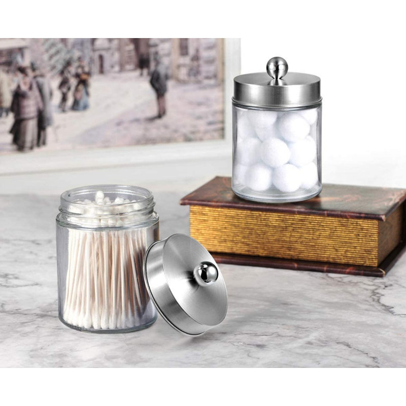 Ensemble de rangement de meuble-lavabo pour salle de bain 4 pièces Apothecary Jars, Nickel brossé