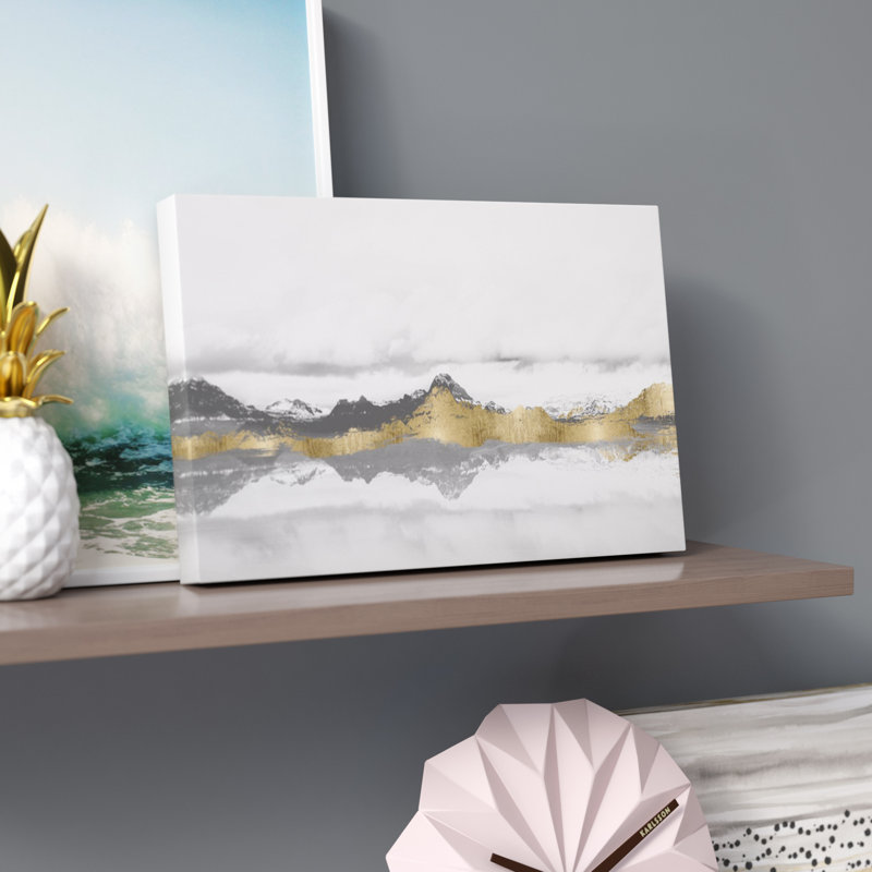 «Abstract Stood Still and Wondered Gold Mountains», reproduction d'art graphique sur toile tendue, H 30 po x l 45 po