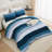 Andency Comforter Set, Lightweight Colorblock Stripes Bedding Comforter Set, Fluffy Down Alternative Bed Set, Mineral Blue, California King-124498869-124764780