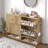 Slim Freestanding Shoe Cabinet, Narrow Fluted Shoe Storage Organizer with Removable Side Hooks-2004963227