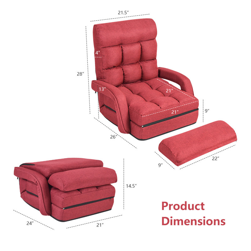 Chaise longue inclinable Kellems, Rouge, Rouge