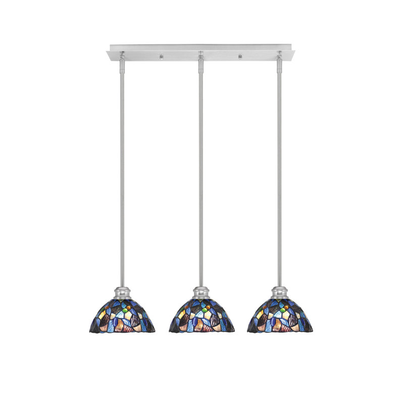 Luminaire suspendu linéaire 3 lumières Edge, Nickel brossé