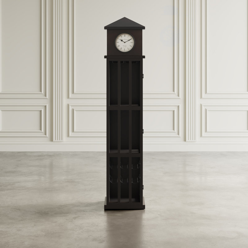 Joah Watchtower Vintage Clock Lounge Bar Cabinet with Wine Rack and Storage