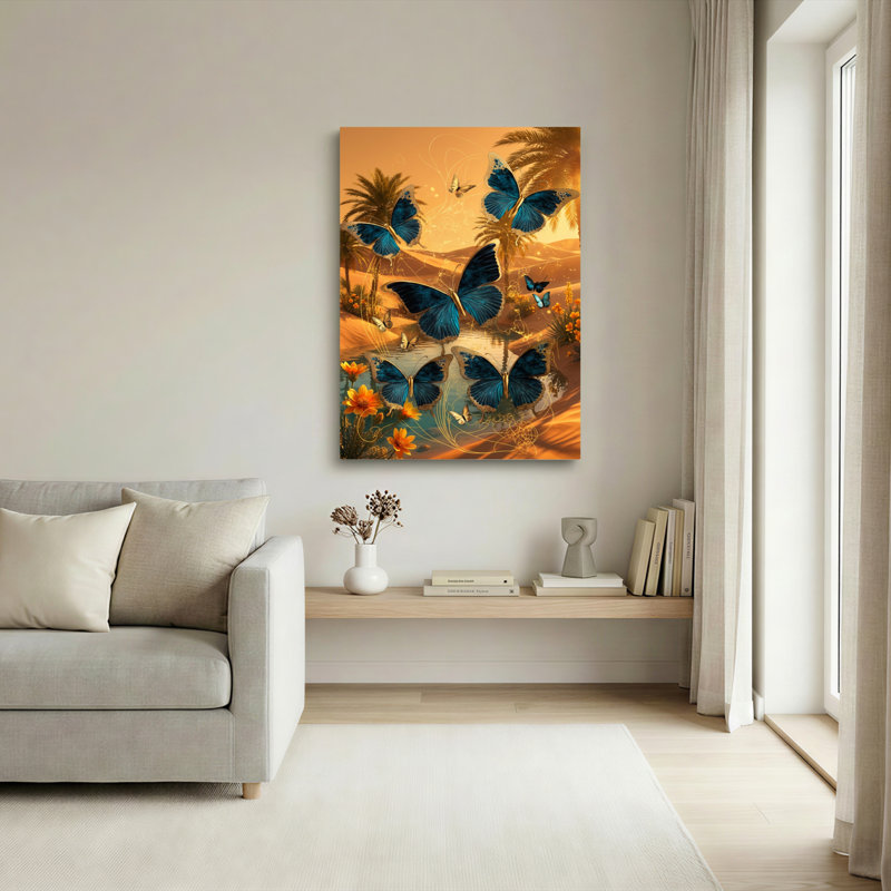 Ensemble de 1 tableau sur toile « Oasis de papillons », 36"H x 24"W, Toile tendue