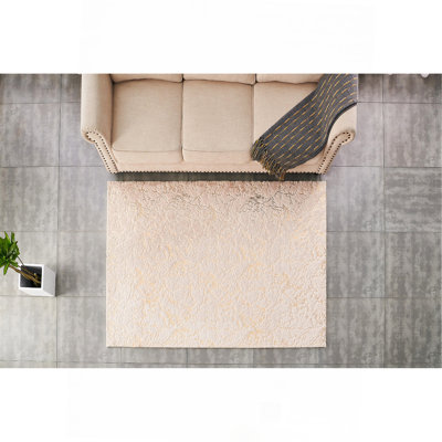 Tapis en fausse fourrure de luxe à motif doré et doré lavable à la machine Luxury
