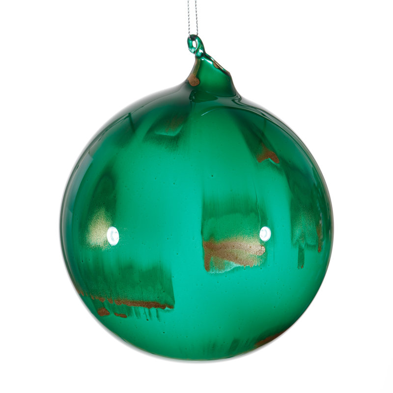 Ornaments Handmade Glass Ball Ornament, 4.72" H x 4.72" W x 4.72" D, Green