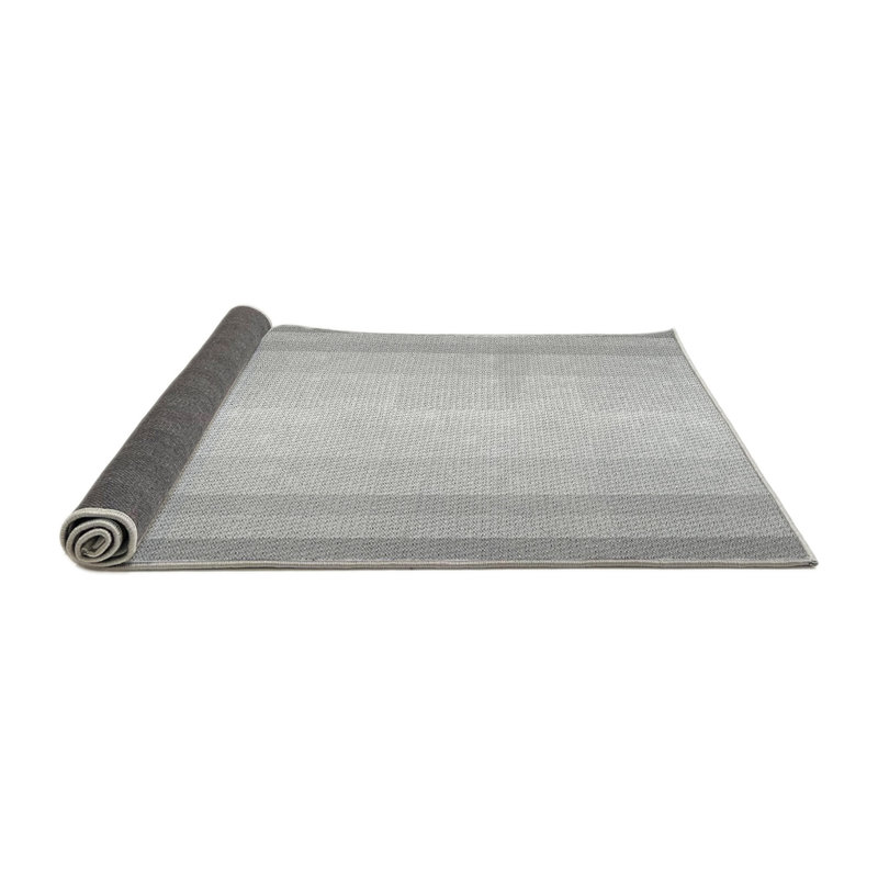 Tapis rayé gris en laine, Rond 8 pi