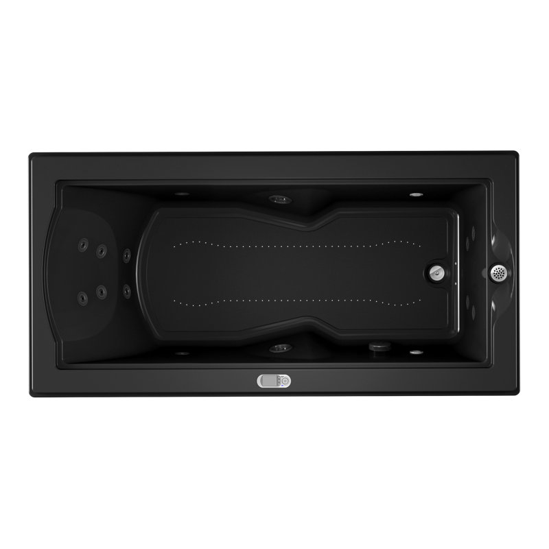 Fuzion® 70.75" x 35.5" Drop in/Undermount Combination Tub, Black