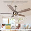 Ventilateur de plafond 51,2 po avec lumière avec télécommande et 10 vitesses, moteur à courant continu réversible 4,7 po / 9,8 po