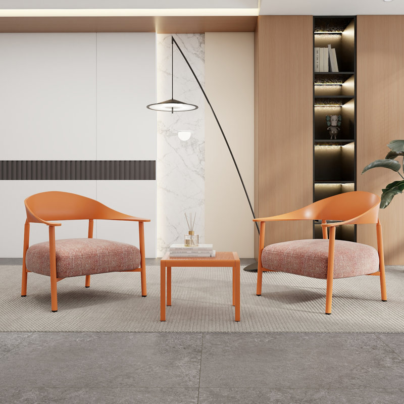 Ensemble de chaises d'appoint pour salon, fauteuil d'appoint avec table basse (ensemble de 3), Orange