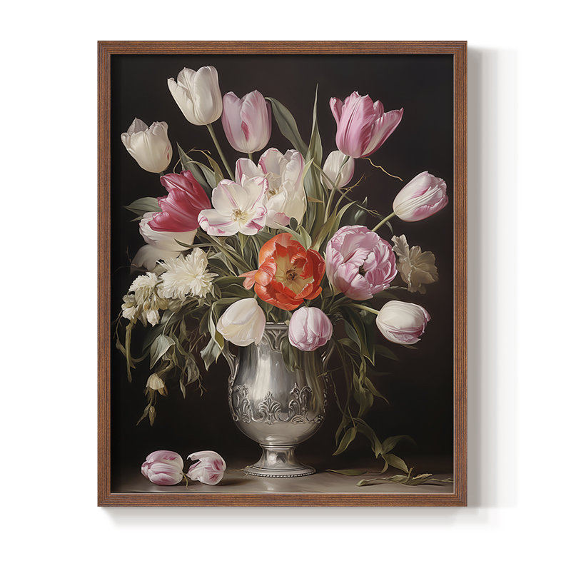 Reproduction encadrée FLORAL Series DCCXCVII - bois massif, H 21 po x l 17 po, Noyer