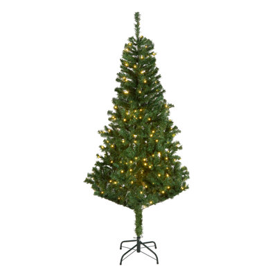 National Tree Company, First Traditions Collection, 4.5Ft Pre-Lit Artificial Linden Spruce Wrapped Tree, 150 Warm White LED Lights- UL