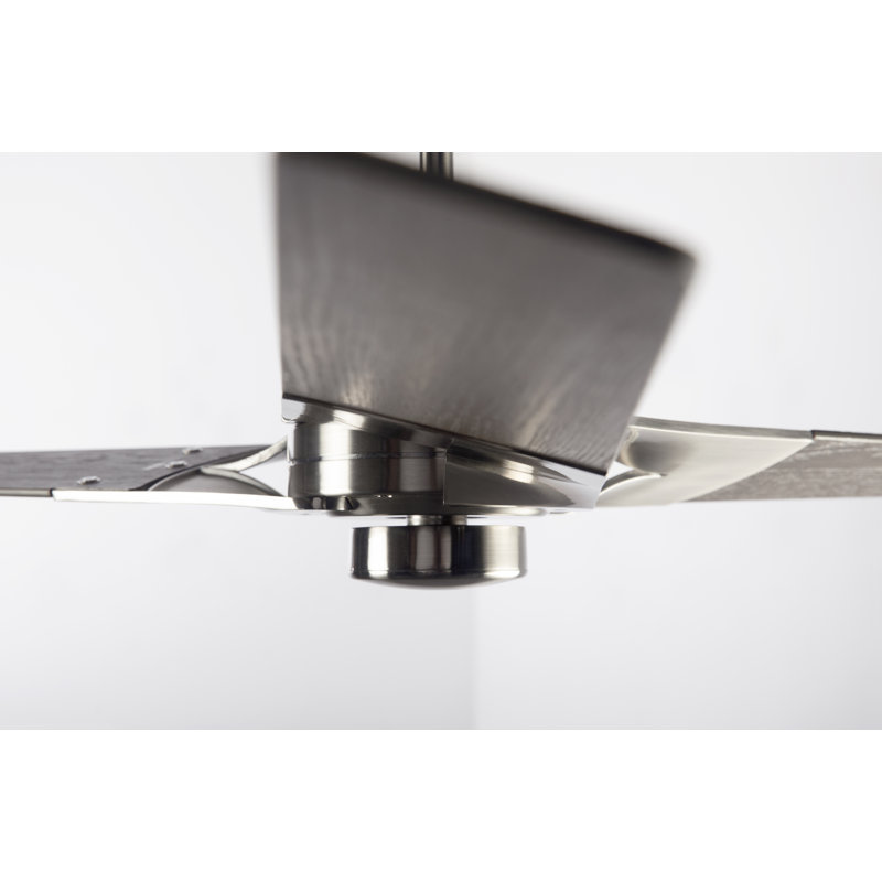 Torsion LED Downrod Ceiling Fan, Graywash, Bright Nickel, Wall Control with Remote Handset (2-wire)