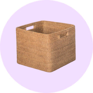 Cube de rangement en osier avec poignées