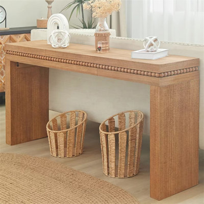 Console 64 po en bois ornée de boules en bois